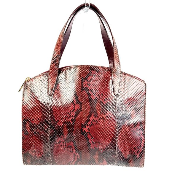 Gucci domed top red grey & burgundy python leather satchel - Picture 6 of 15